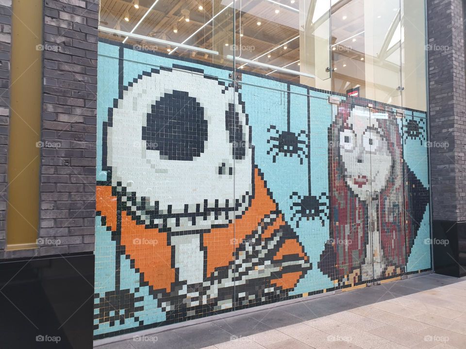 halloween shop mural on the highstreet