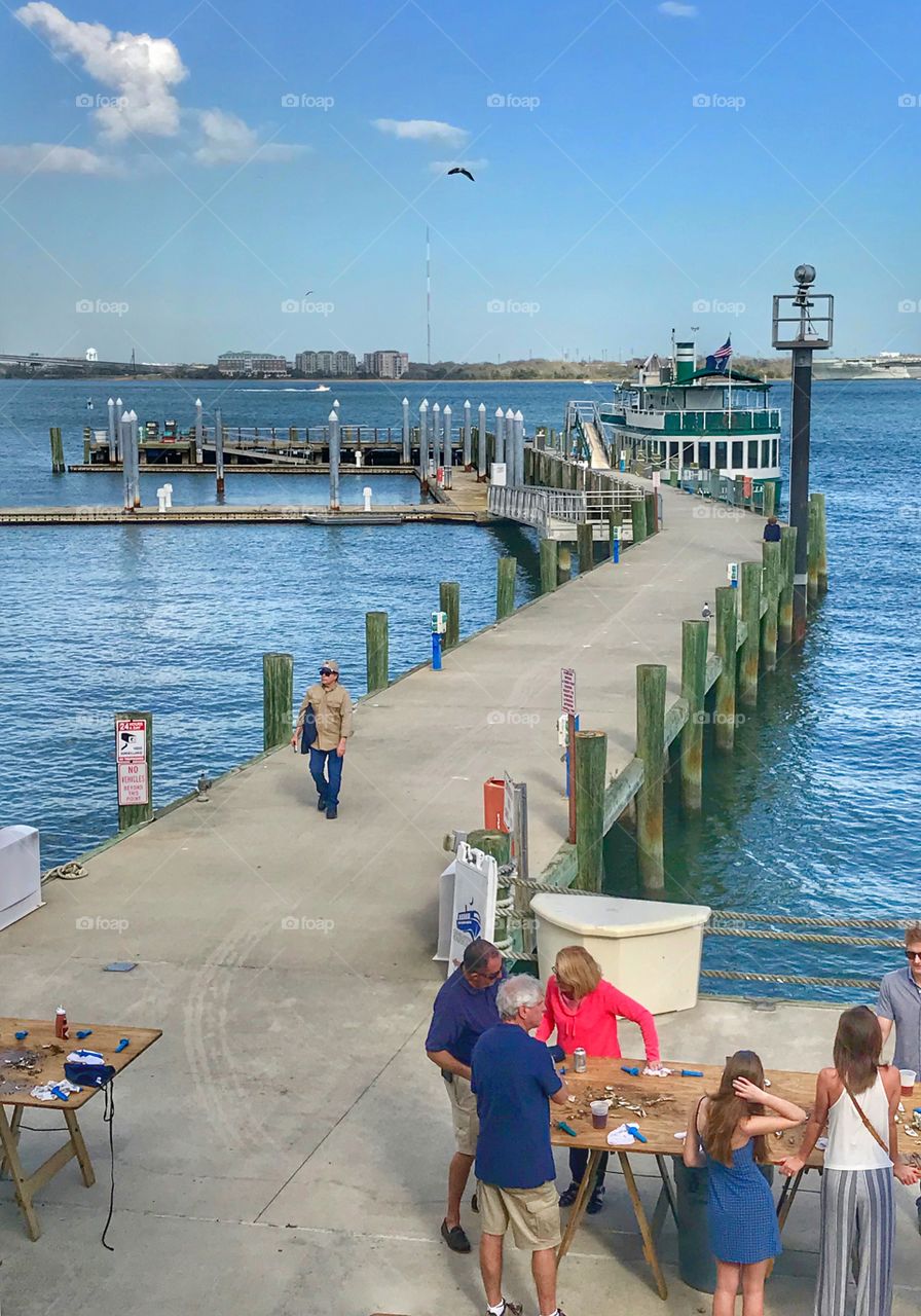 Oyster roast at the Maritime Center with great view of the harbor and boats