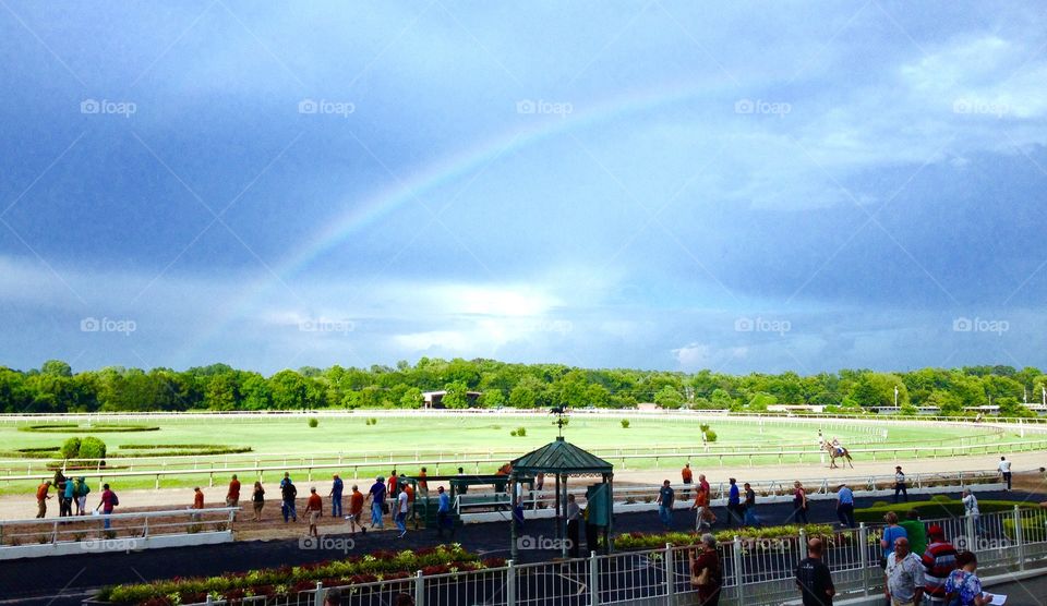 Rainbow over track at Louisiana Downs