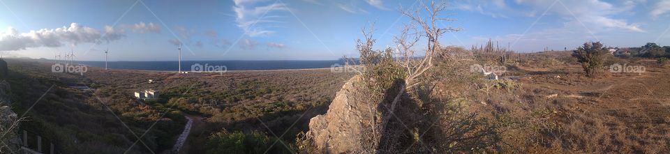 wide view of the North coast of Curacao