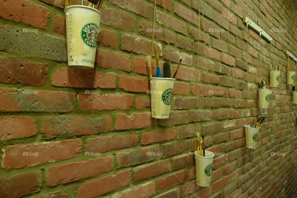 wall brick starbucks san by danielmorman