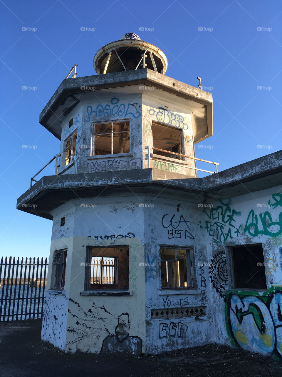 Old tagged lighthouse 