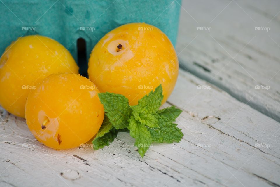 Fresh yellow plums from the market