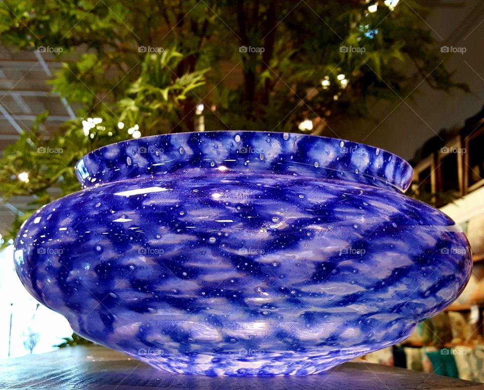 Reflections of Light on Blue Glass