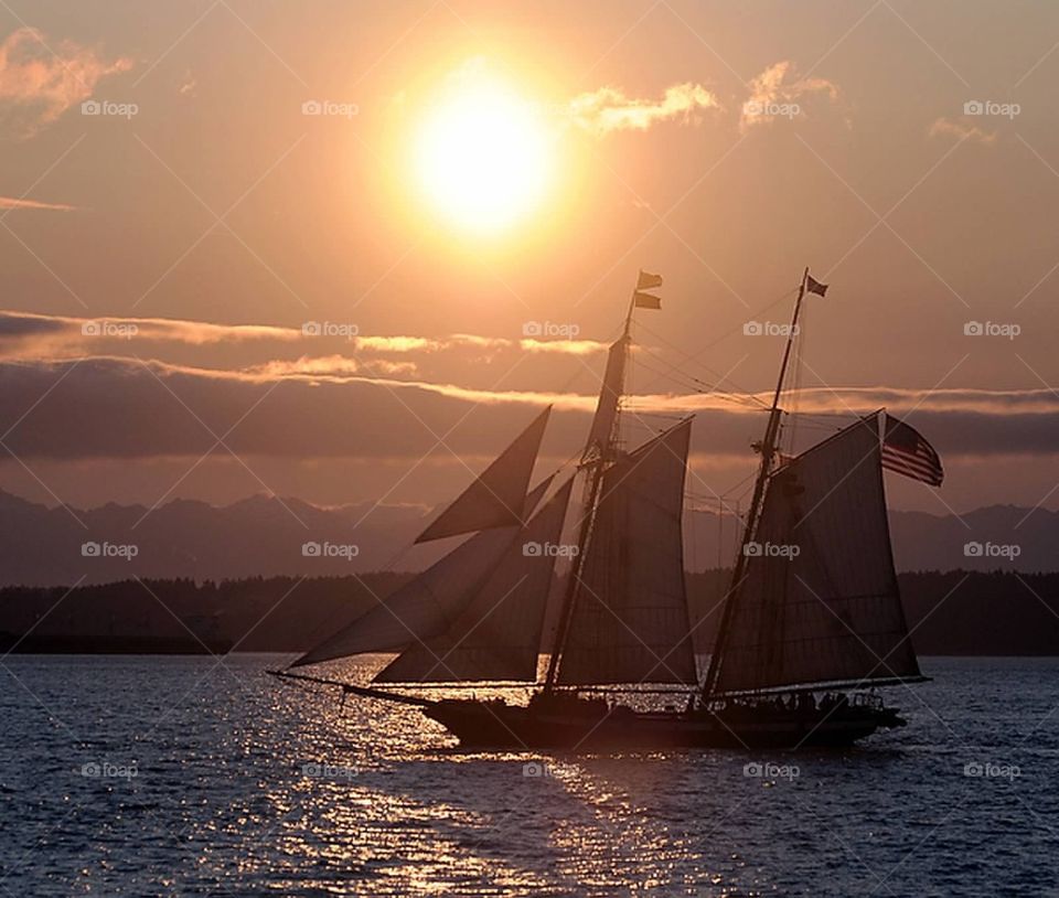 Sunset ship