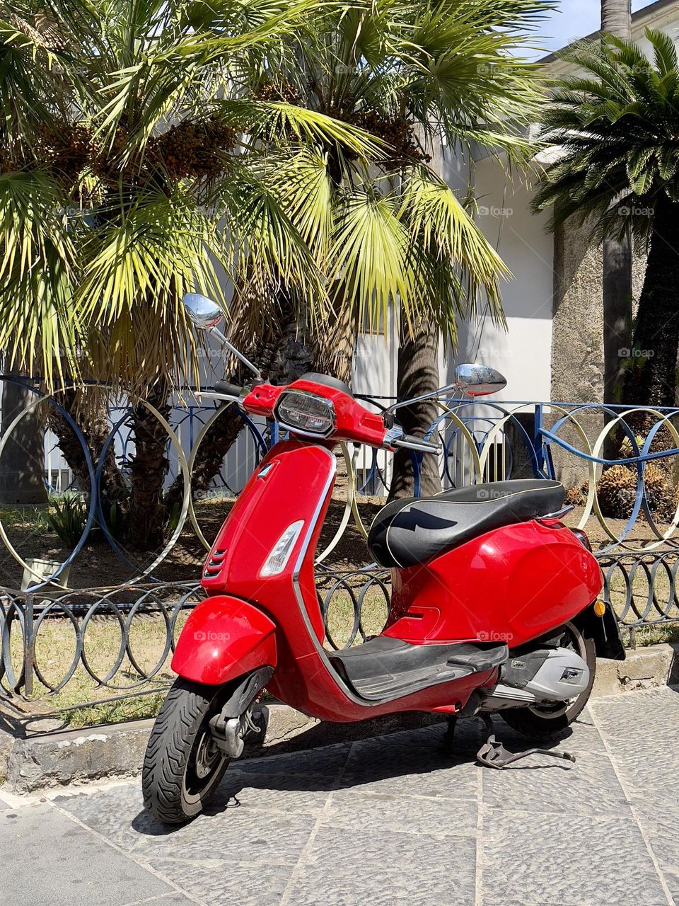 Red scooter outside 