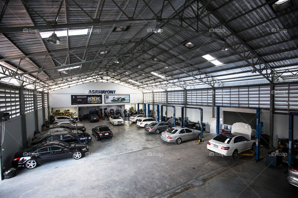 Inside the garage showroom 