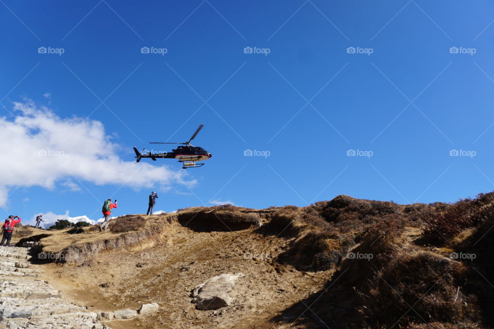 Helicopter gawkers  in the Himalayas 