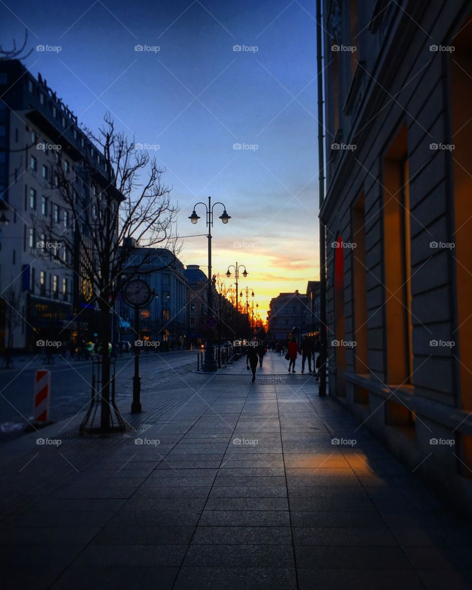 Evening street in Vilnius