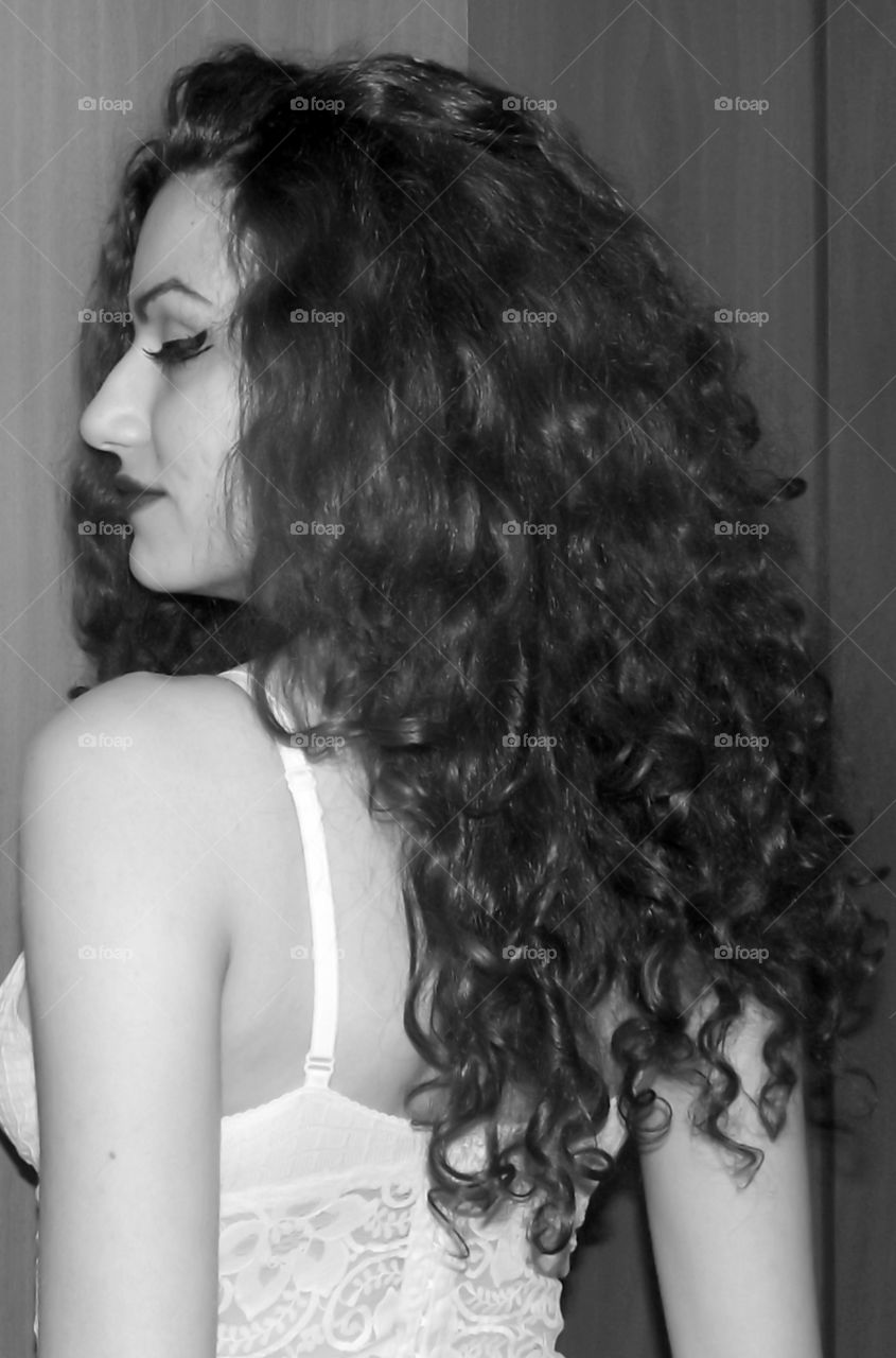 Lonely girl. My sister wants to be photographer, again.  She is so funny, and I just wanted to had photo with my long curls.