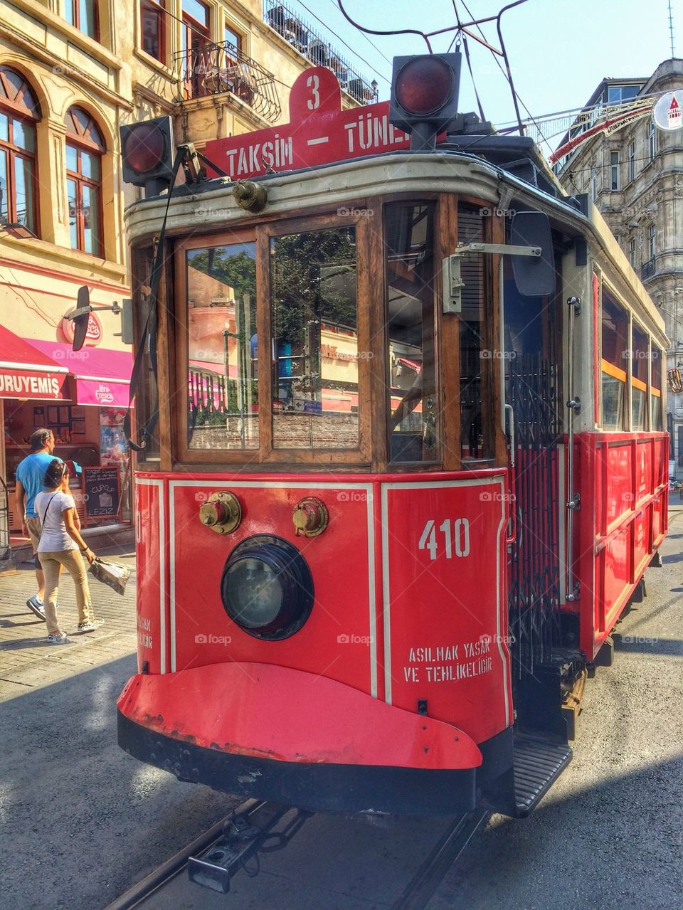Retro tram, Istikal Street, Istanbul, Turkey