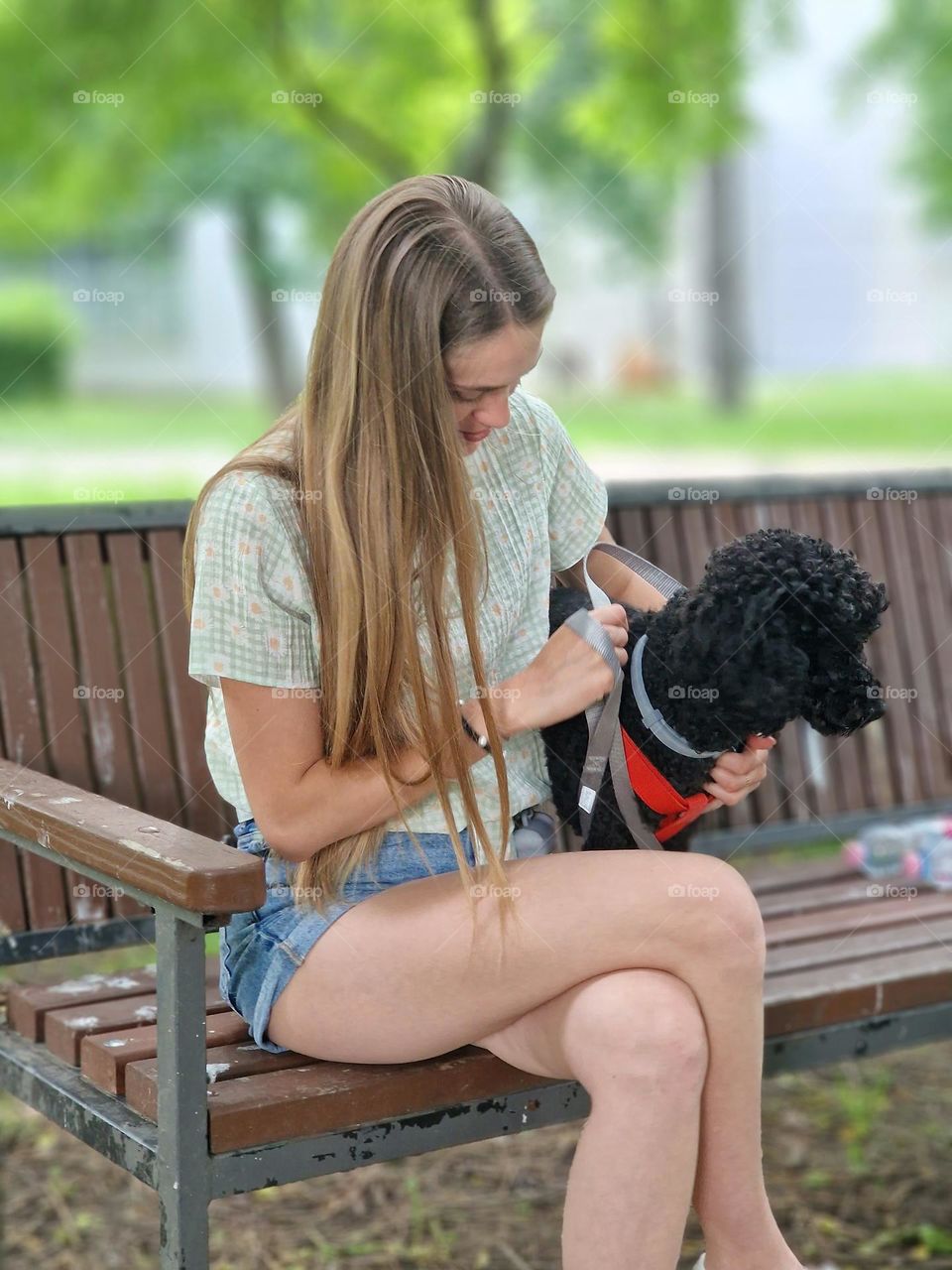 happy girl with the dog.