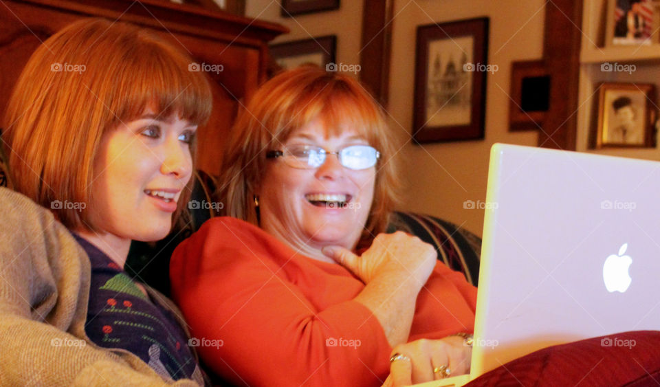 Mom and daughter on the computer 