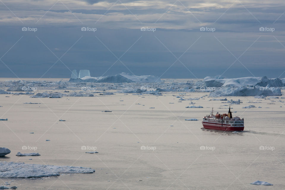 Cruise ship on arctic sea 