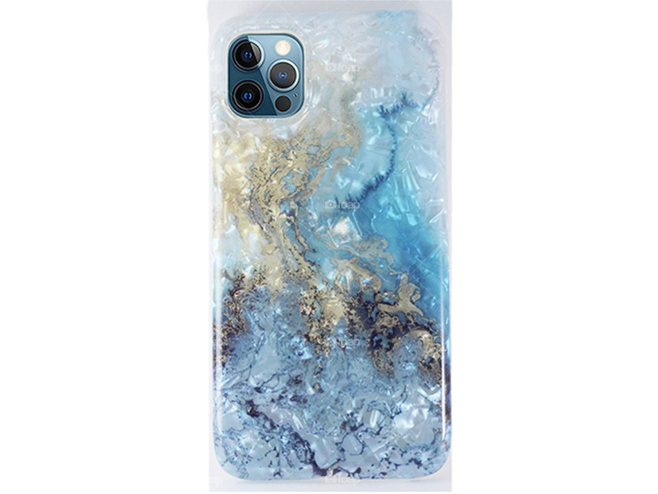 Apple iPhone 12/12 Pro Back cover blue golden shiny ocean 🌊 design . Perfect Product Photo