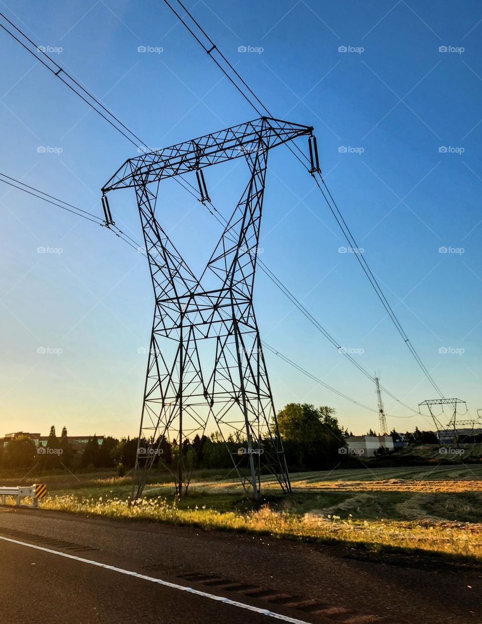 These tall metal communication towers in Oregon display impressive architectural design elements