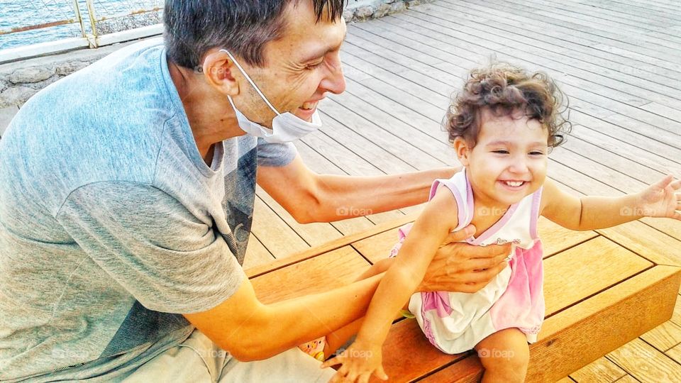happy father and girl