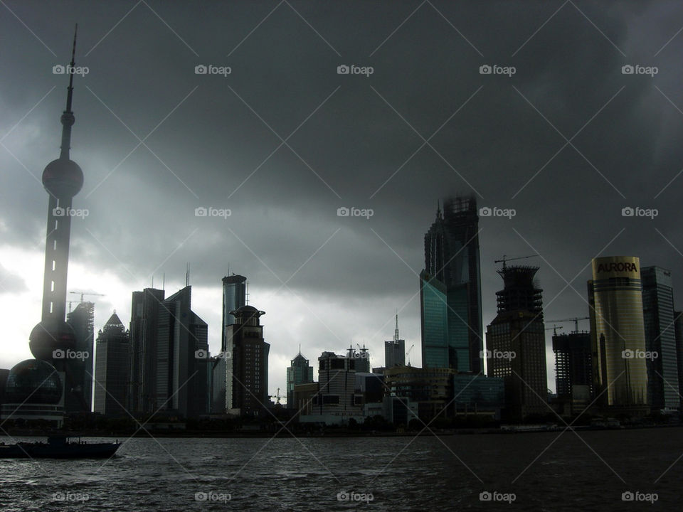 china grey skyline rainy by eb