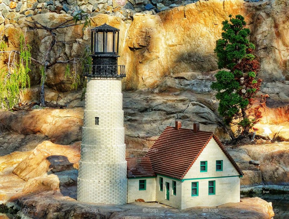 Lego Lighthouse Diorama. Lighthouse On A Rocky Coast
