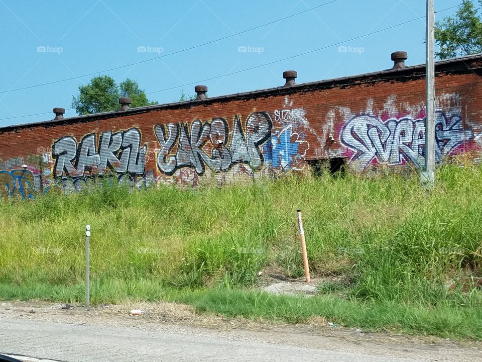 St. Louis graffiti wall brick
