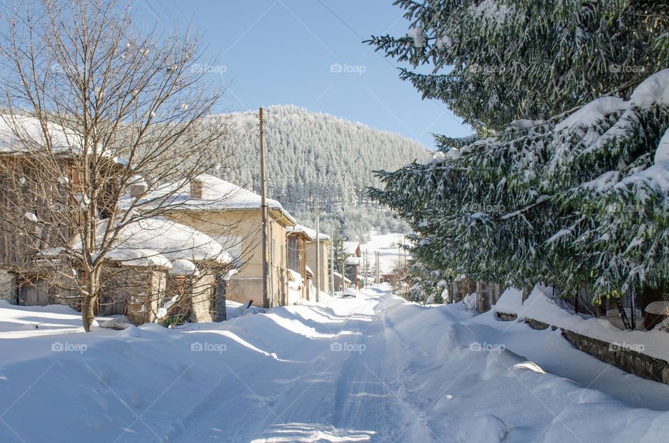 Winter landscape, Ravnogor Village, Bulgaria