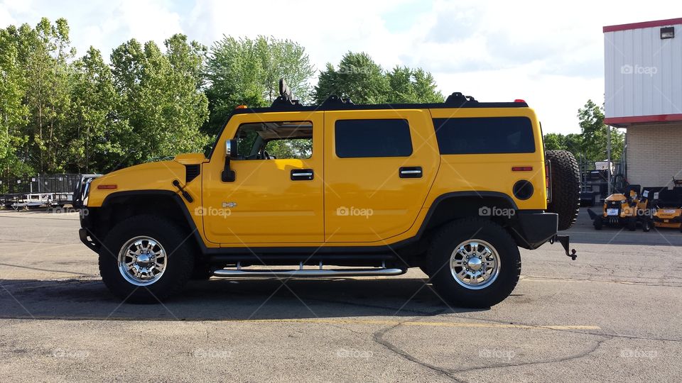 Hummer. Yellow Car