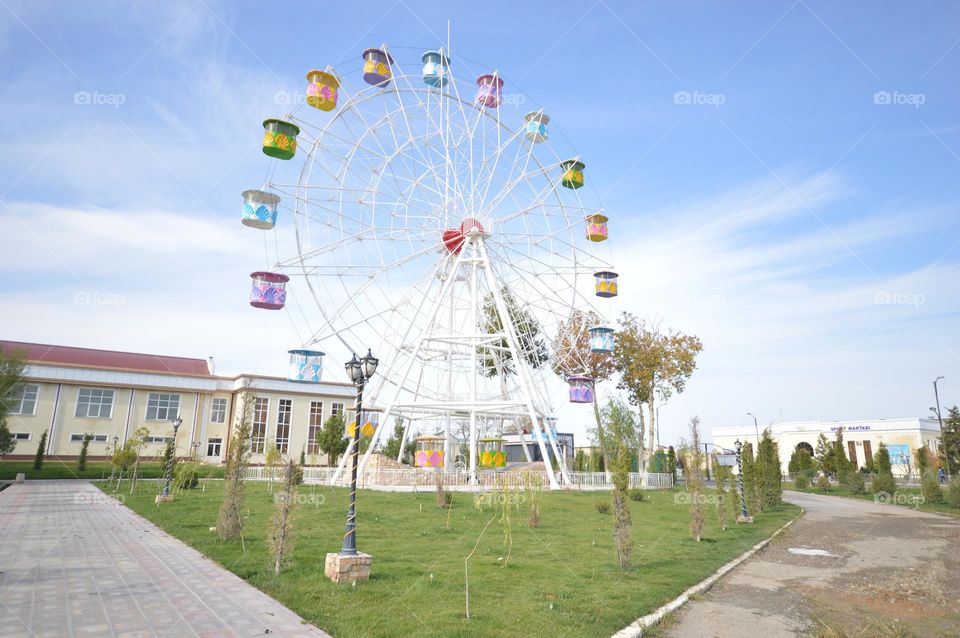 ferris wheel attraction overview wheel blue sky, summer