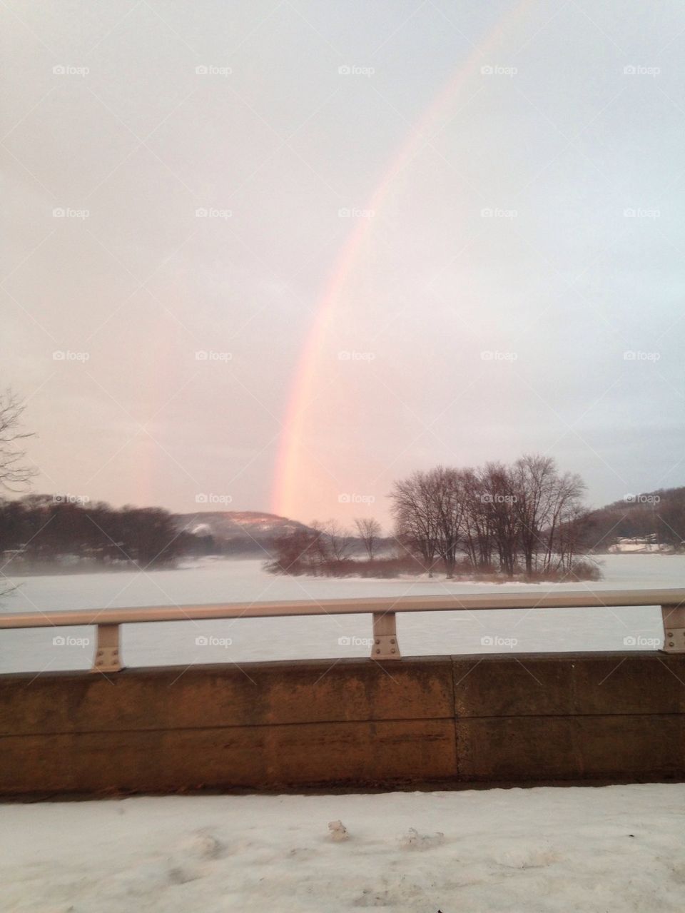 Rainbow over snow