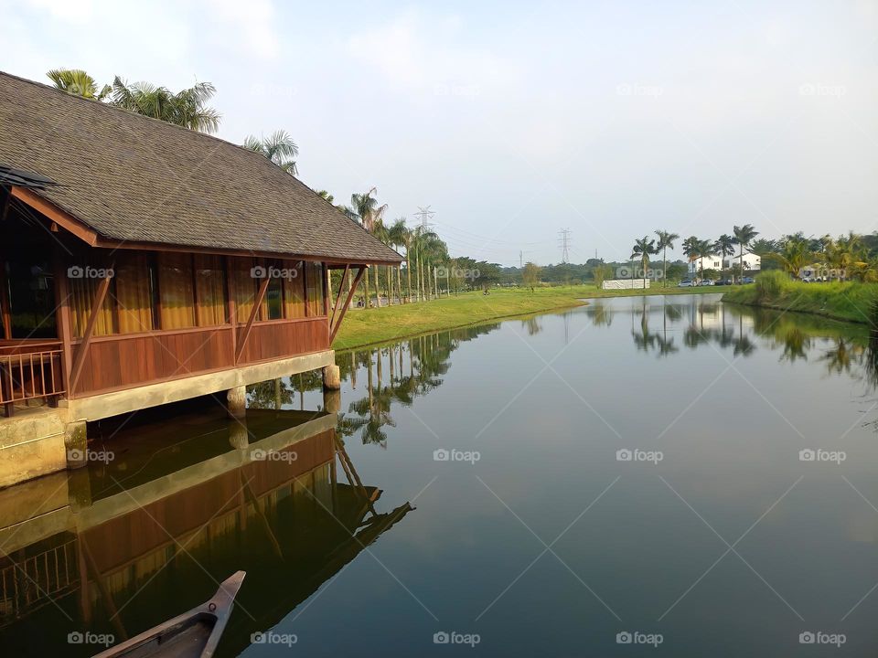 Stilt Traditional House that Stand on An Artificial Lake in Bantargebang of Bekasi City, Indonesia