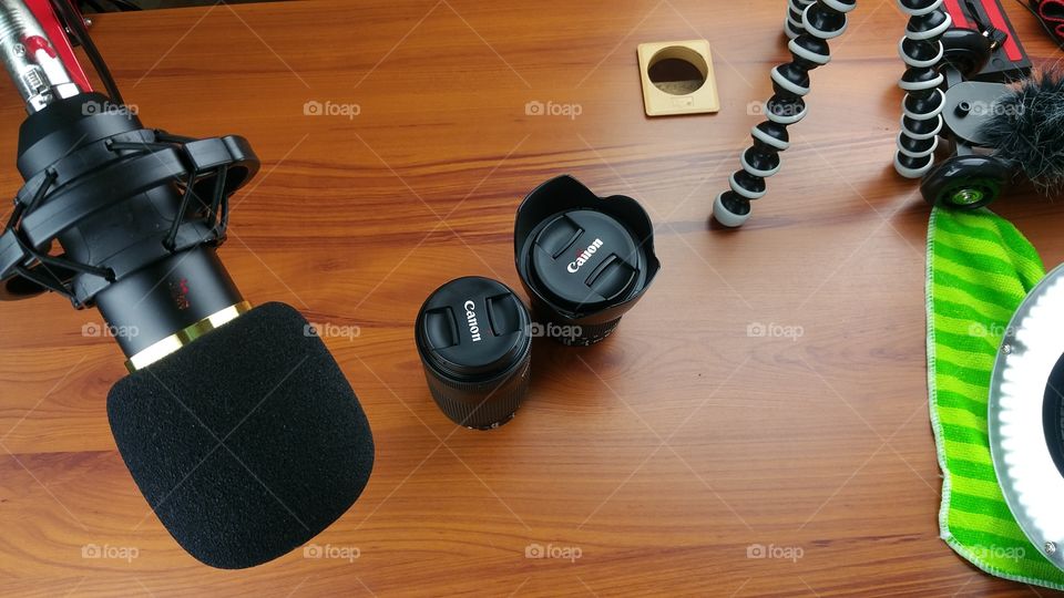camera lens and microphone