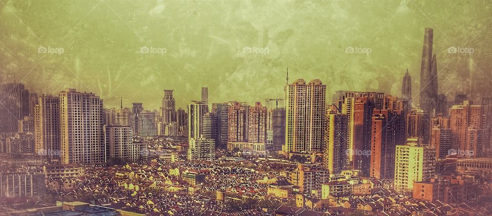 How will a Shanghai skyline photo look as a vintage one... 30 years from now may be...? 上海老样子，是这样啊的吗