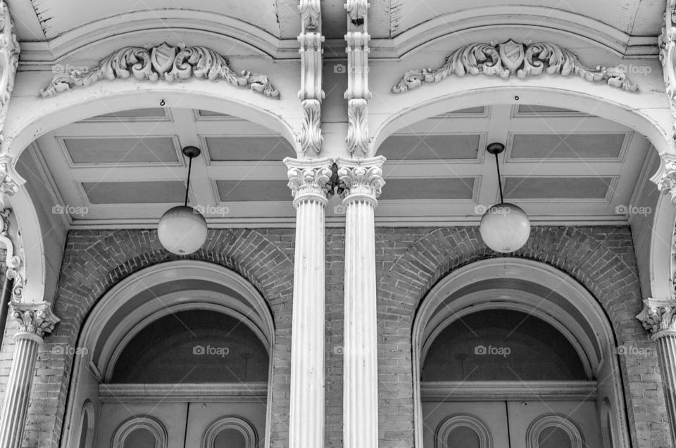 black and whit architecture. Arched architecture in Milwaukee Wisconsin shot in black-and-white