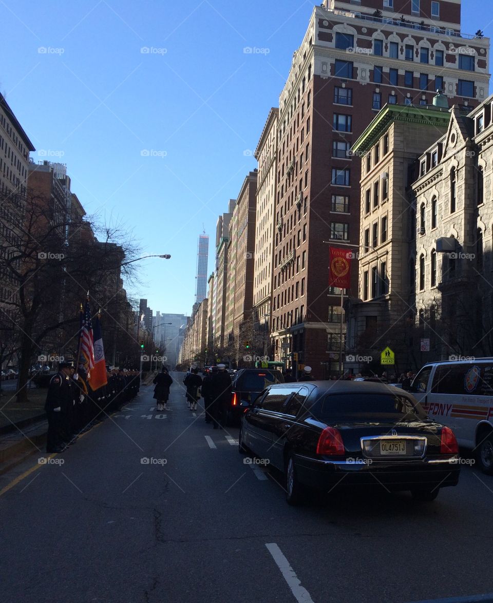 Police on a closed park ave in NYC 