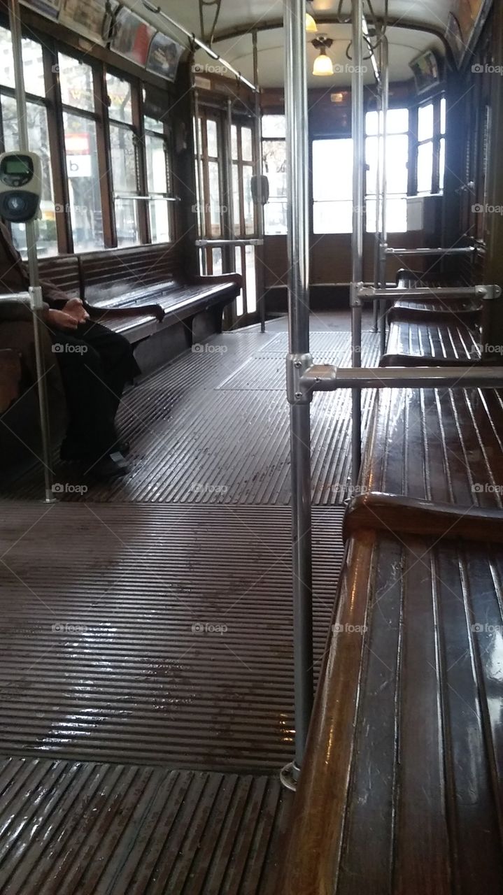 inside an old trolly