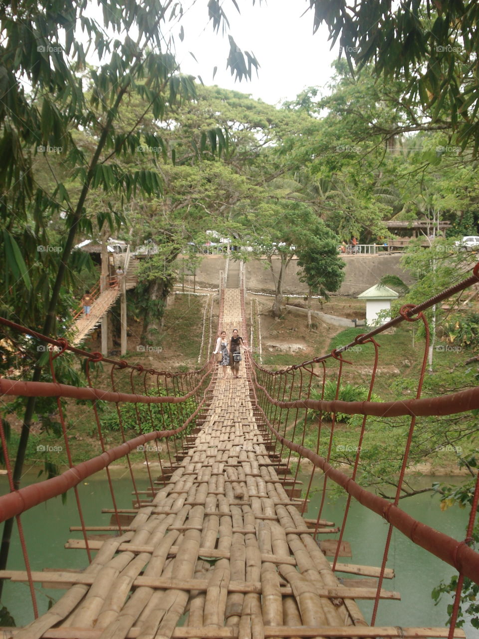 hanging bridge in bohol. we got to hold tight when crossing the bridge