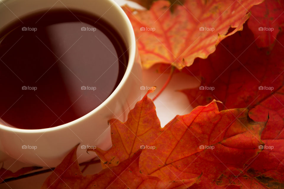 Cup of tea on table