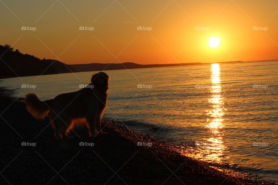 watching the sunset over lake superior in the upper peninsula of Michigan