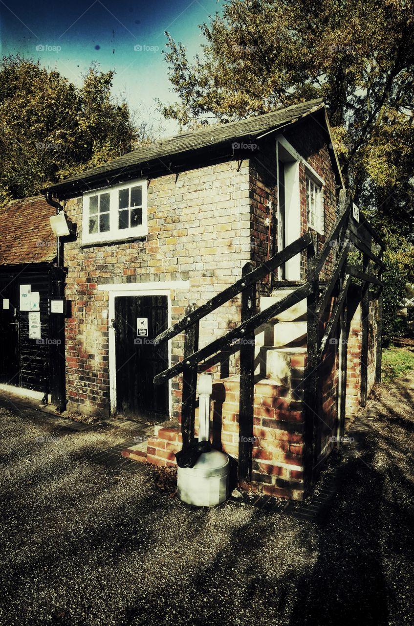 Canal house. Small house next to canal 