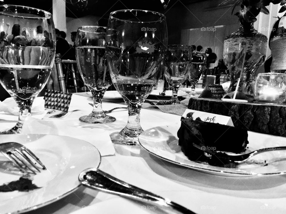 Wedding reception celebration black and white 