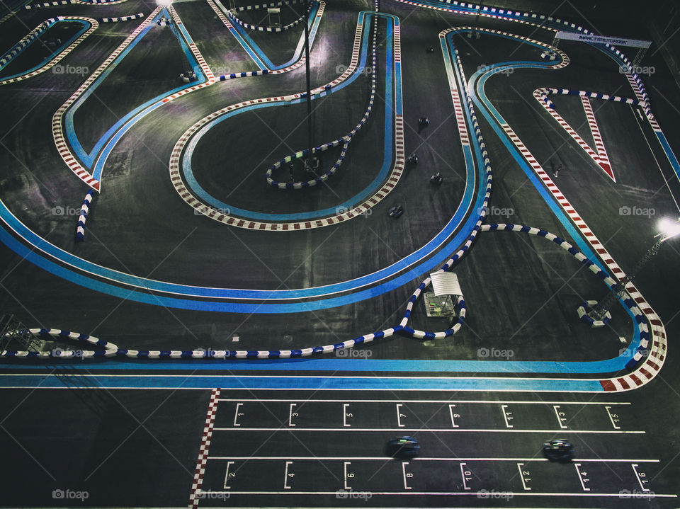 go kart racing track at night view fr