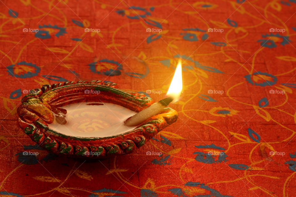 Beautiful Diwali diya oil lamp - Indian festival