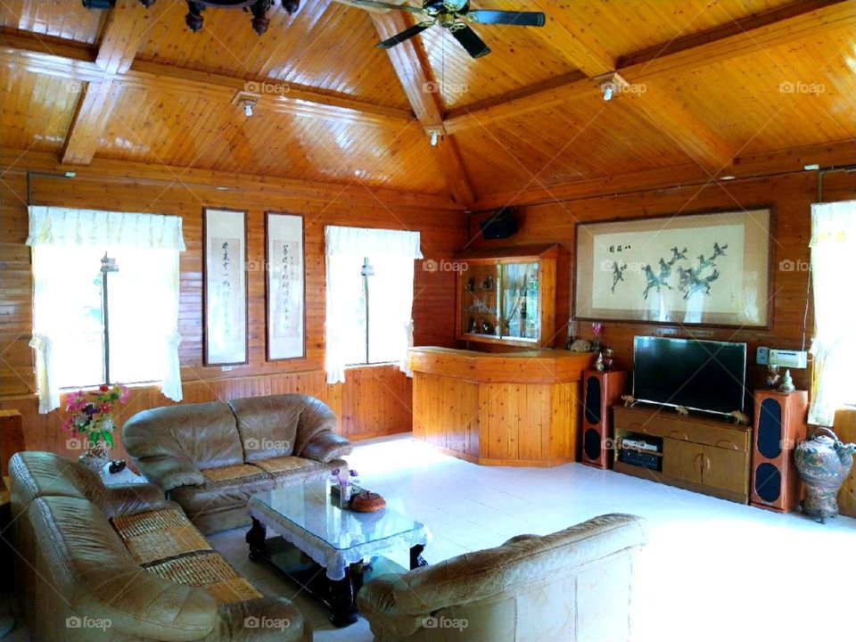 the place that I enjoy is in the living room having karaoke and get a drink in wine bar.