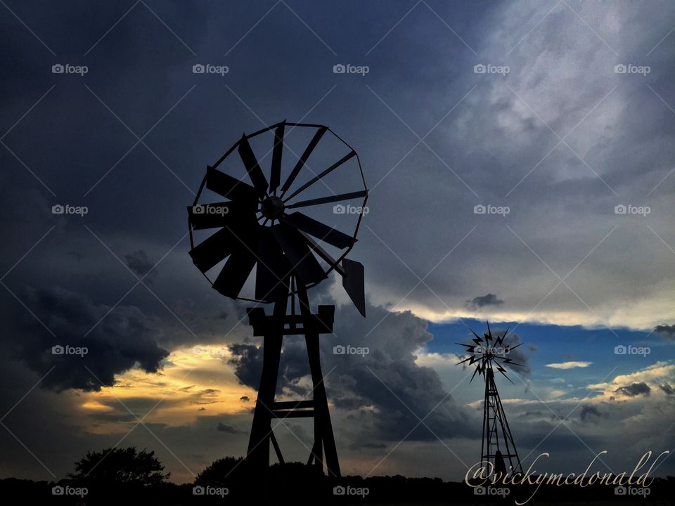 No Person, Sky, Technology, Sunset, Windmill