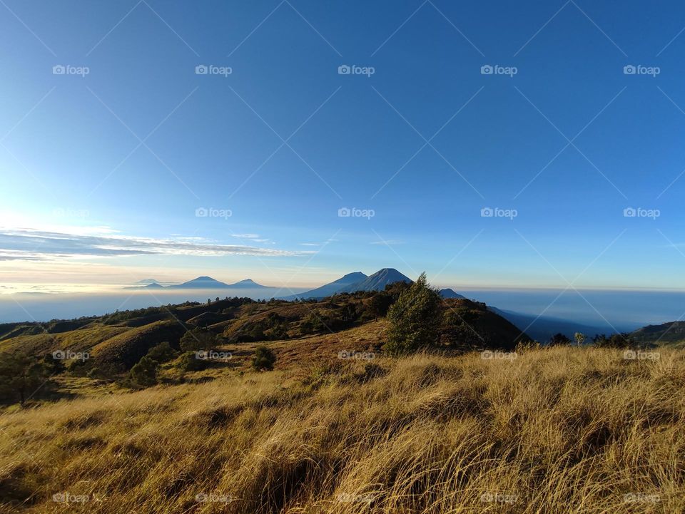 Morning view at the top of the mountain.