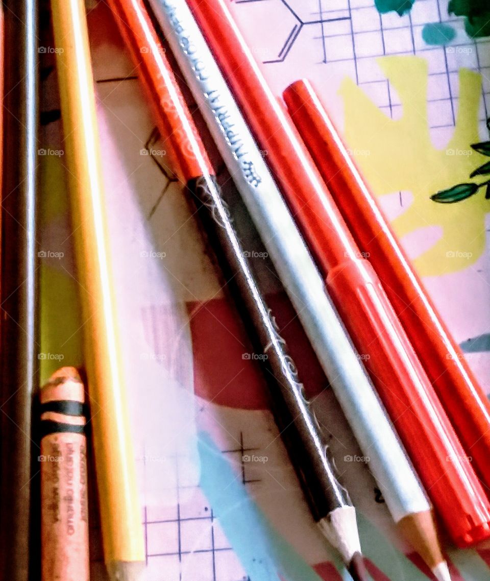 Close-up of Orange Pencils