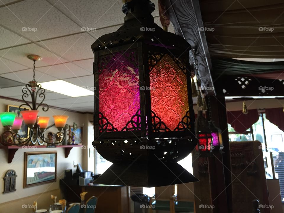 Multicolored light fixtures and beautiful lanterns