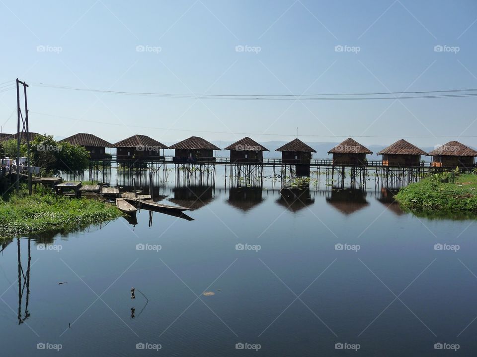 Huts on Lake Inle in Myanmar