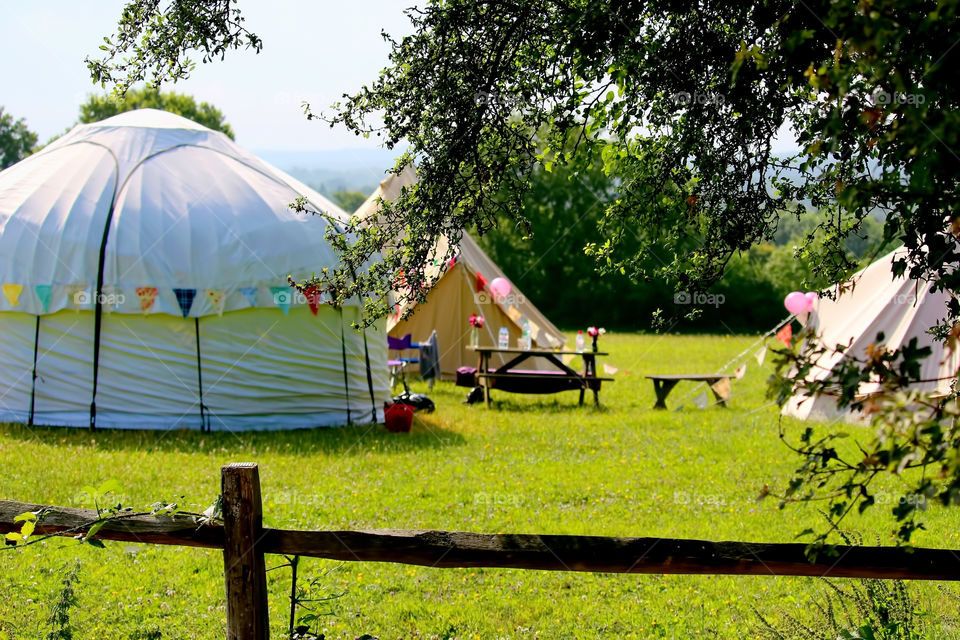 View of tent in the park