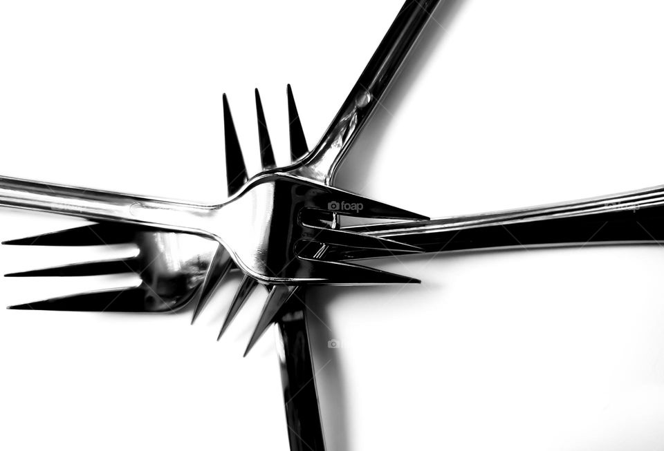 Forks in black and white. Wind turbine inspired.