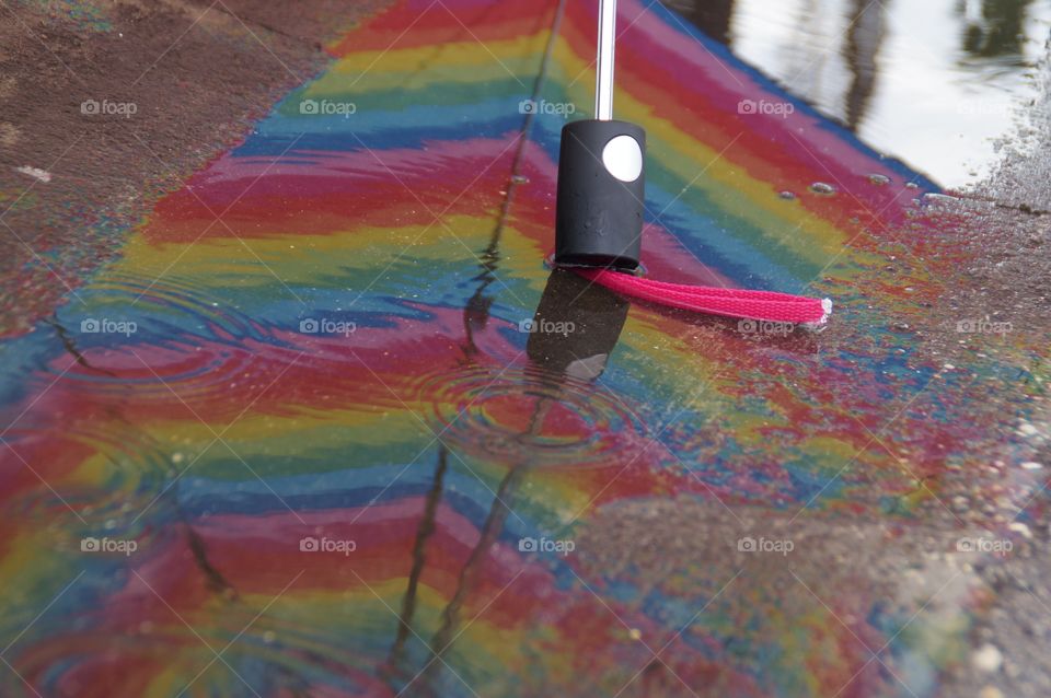 Reflection of my rainbow umbrella 